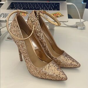 Elegant Gold Glitter Women's Heels